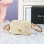 Prada Raffia Crochet Shoulder Bag Natural 20Cm 1Bh196 2A2T F0018 V Ouo - Image 9