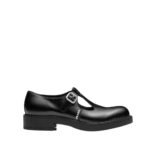 Prada Brushed Leather Mary Jane T Strap Shoes Black 2Ee372 055 F0002