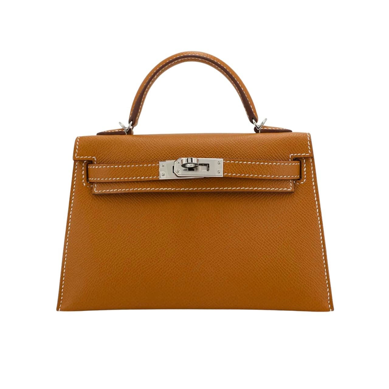 TBNB-2-10 Hermès Mini Kelly Epsom Silver Buckle Brown 20Cm - Image 1