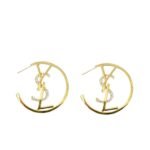 Saint Laurent Ysl Hoop Earrings With Crystal Gold
