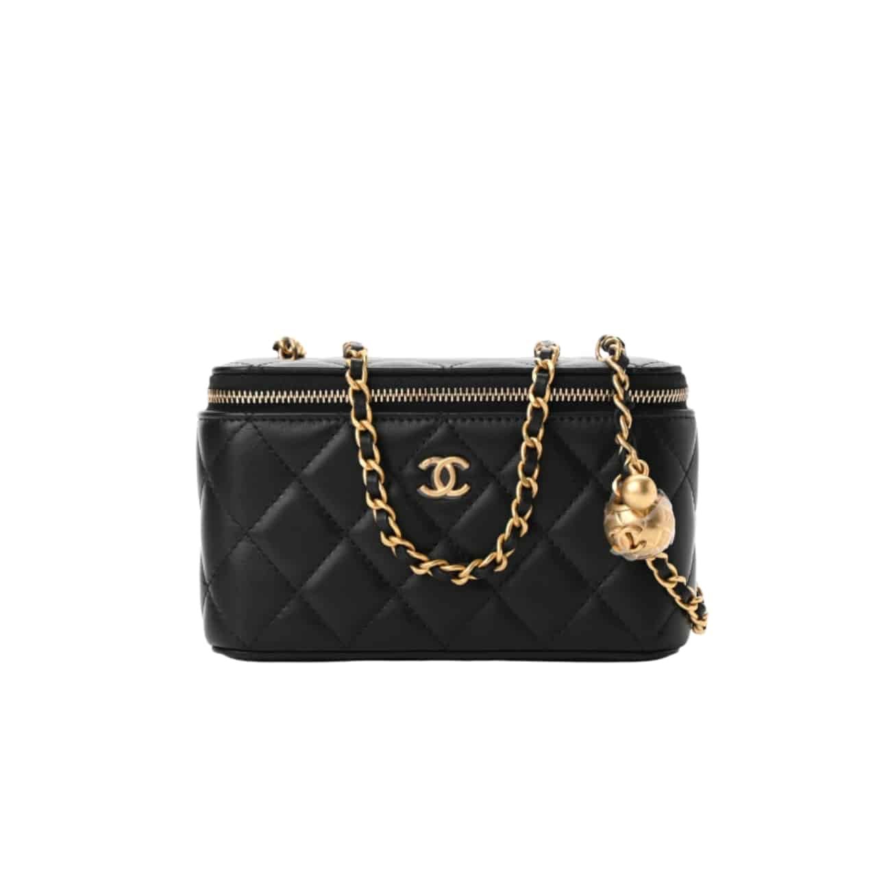 xr:d:DAF6MoGXHTU:1460,j:8748664530775778826,t:24032009 Chanel Pearl Crush Vanity Case With Chain In Black 17Cm - Image 1