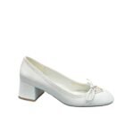Prada Triangle Logo Bow Pump In White