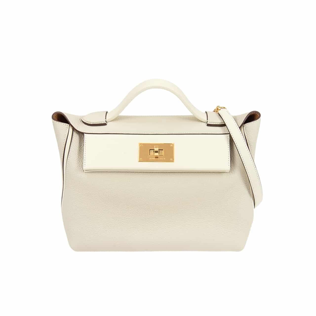 TBNB-6-6 Hermès Kelly 24/24 Gold Hardware Evercolor Blanc 21Cm - Image 1