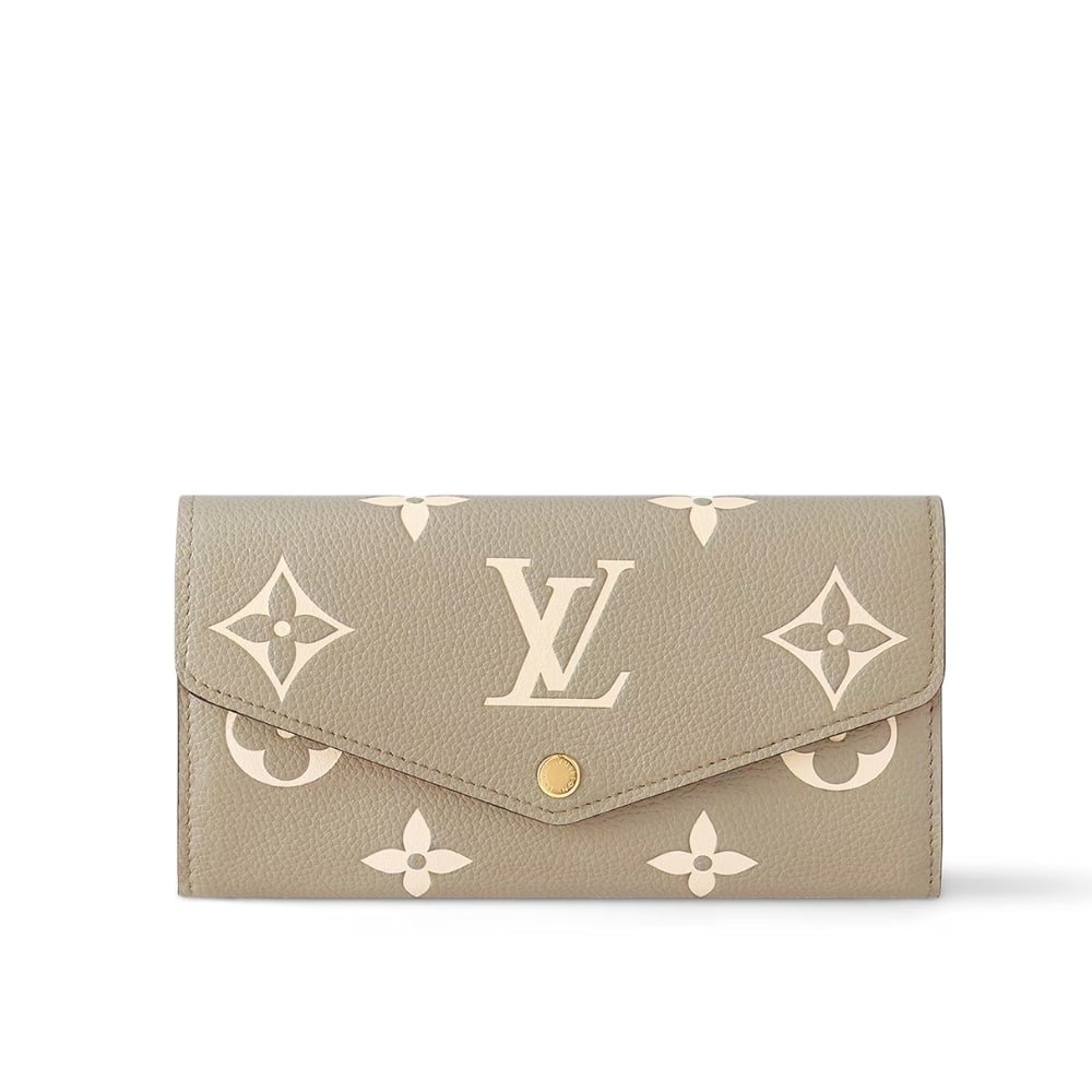 Thumbnail-13-2-2 Louis Vuitton Sarah Wallet Bicolor Monogram Empreinte Tourterelle And Crème 19Cm M81049 - Image 1
