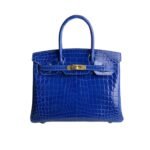 Hermes Birkin 30 Crocodile Gold Toned Hardware Dark Blue 30Cm