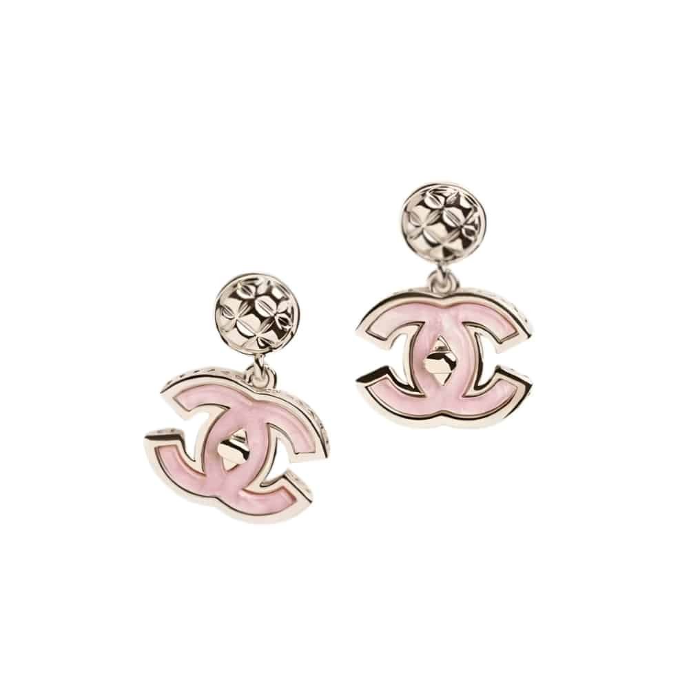 Thumbnail-21-4 Chanel Large Enamel Cc Dangle Earrings Light Pink - Image 1