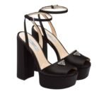 Prada High Heeled Satin Sandals Black 1Xp48B 049 F0002 F 135