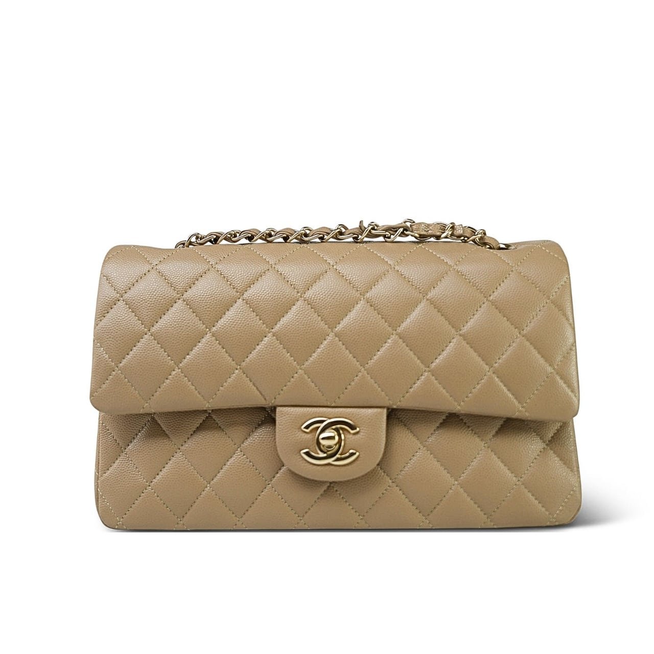 Thumbnail-6-1-1 Chanel Medium Classic Double Flap Beige Gold Hardware 25Cm - Image 1