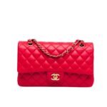 Chanel Medium Classic Double Flap Red Gold Hardware 25Cm