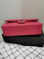 Chanel Classic Medium Flap Bag With Silver Hardware Dark Pink 25cm - Image 6