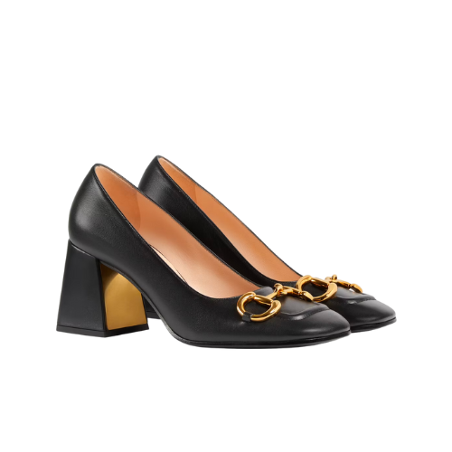 dne-1-2-1 Gucci Women’S Mid Heel Pump With Horsebit Black 643886 C9D00 1000 - Image 1